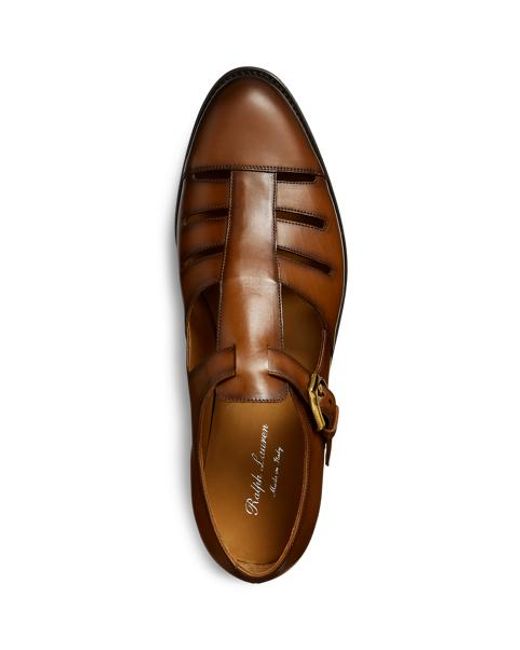 Ralph Lauren Brown Burnished Calfskin Fisherman Sandal for men