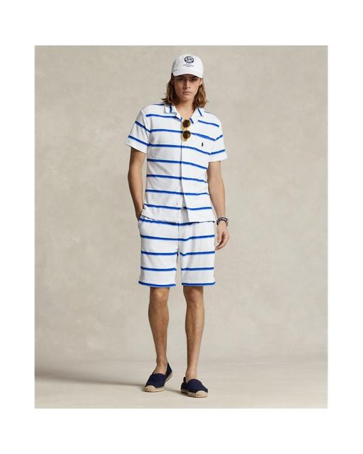 Polo Ralph Lauren Blue 19 Cm Striped Terry Drawstring Short for men