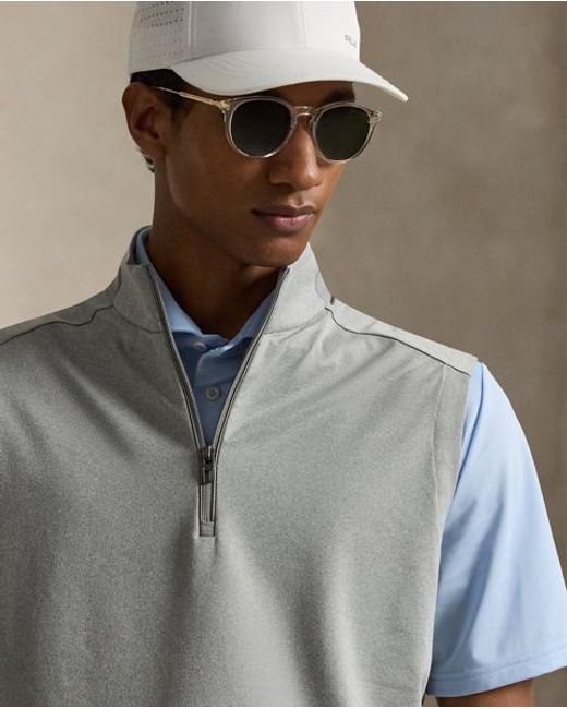 Ralph Lauren Gray Stretch Jersey Quarter-Zip Gilet for men