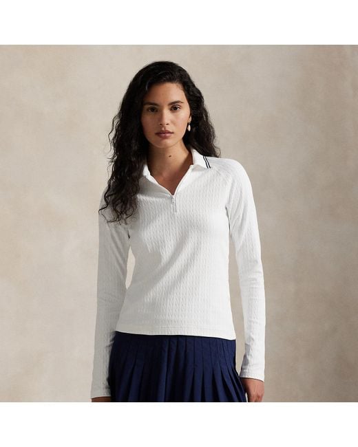 Ralph Lauren Gray Ralph Lauren Cable Quarter-Zip Long-Sleeve Polo Shirt