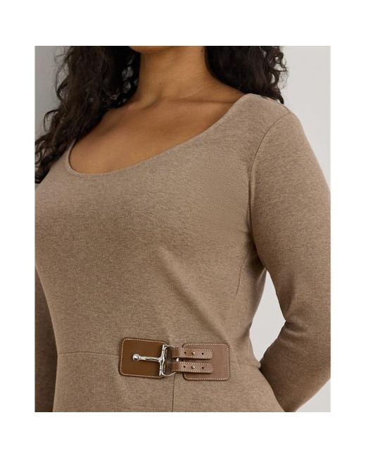Taglie Plus - Abito medio in maglia a coste con fibbia di Ralph Lauren in Brown