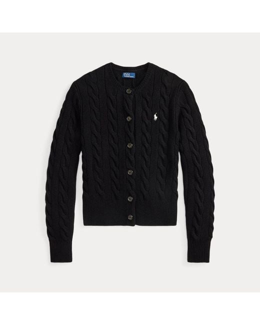 Polo Ralph Lauren Kabelgebreid Wol-Kasjmier Vest in het Black