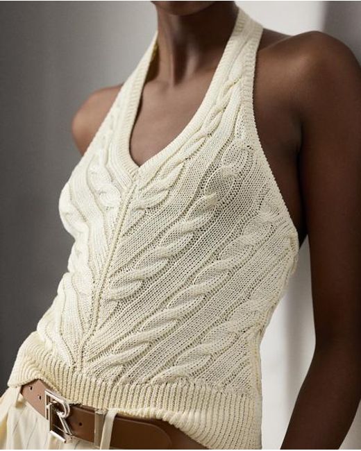 Ralph Lauren Natural Cable-Knit Silk Halter Jumper