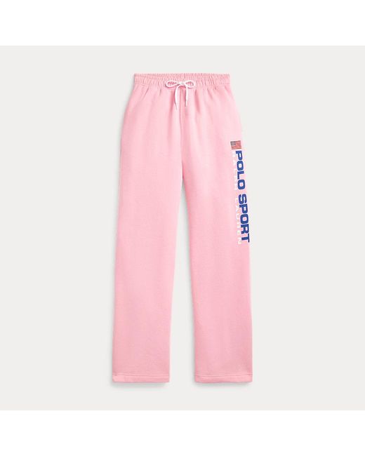 Polo Ralph Lauren Pink Fleece Wide-leg Athletic Trouser