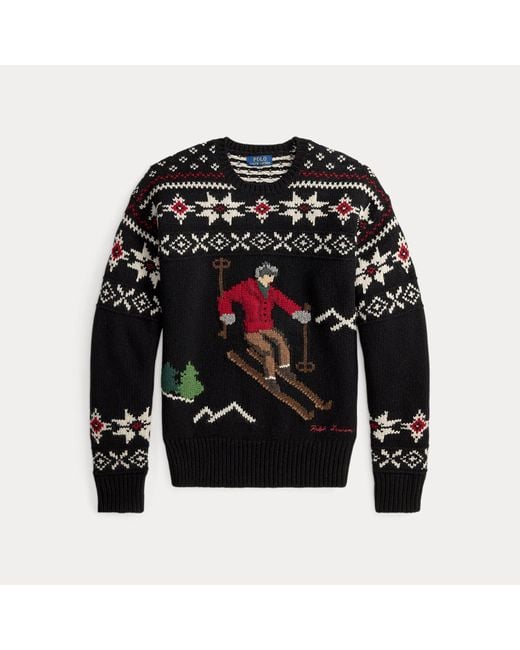 Pull En Laine À Motif Skieur Polo Ralph Lauren pour homme en coloris Black