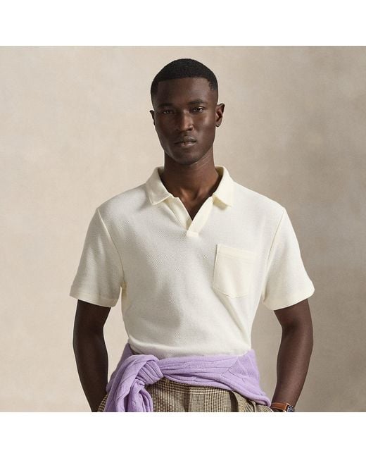 Polo Ralph Lauren White Standard Fit Honeycomb-Mesh Polo Shirt for men
