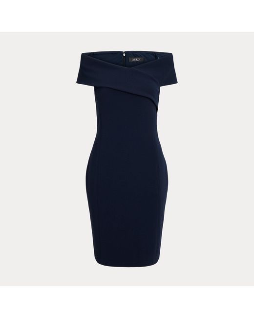 Ralph Lauren Blue Faille Off-The-Shoulder Cocktail Dress