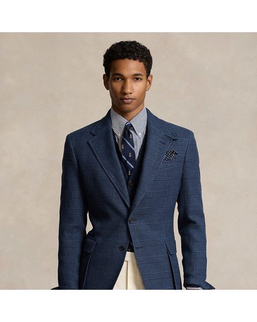 Polo Ralph Lauren Blue The Rl67 Glen Plaid Linen-wool Jacket for men