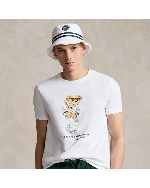 Polo Ralph Lauren Custom Slim Wimbledon Polo Bear T-shirt in het White voor heren