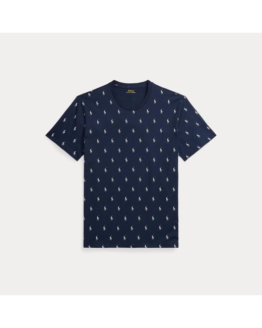 Polo Ralph Lauren Blue Allover Pony Cotton Jersey Sleep Shirt for men