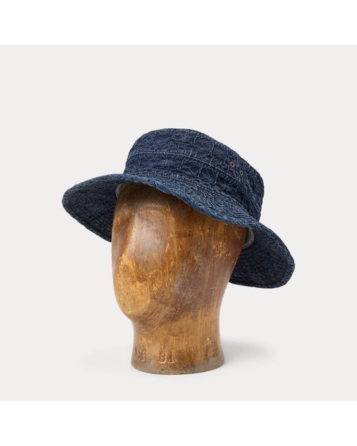 RRL Blue Jacquard Bucket Hat for men