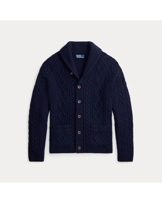 Cardigan Laine Et Alpaga Patch En Daim Polo Ralph Lauren pour homme en coloris Blue
