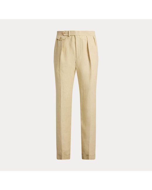 Ralph Lauren Natural Gregory Hand-Tailored Linen Trouser for men