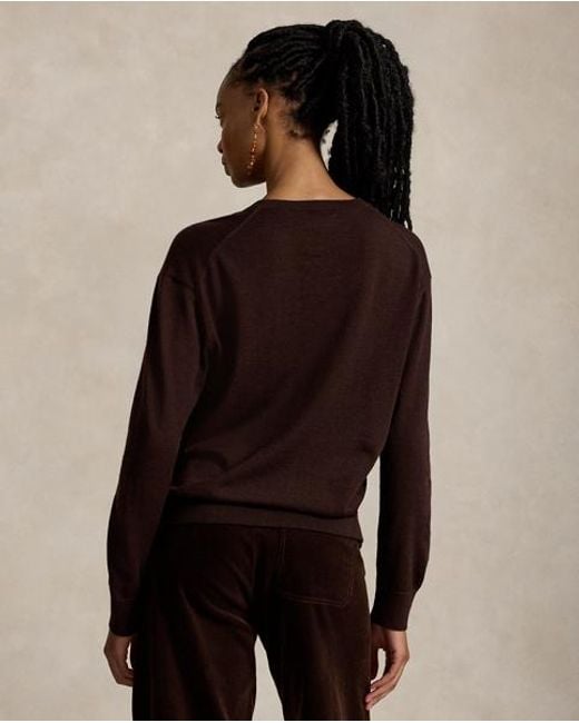Polo Ralph Lauren Black Wool V-Neck Jumper