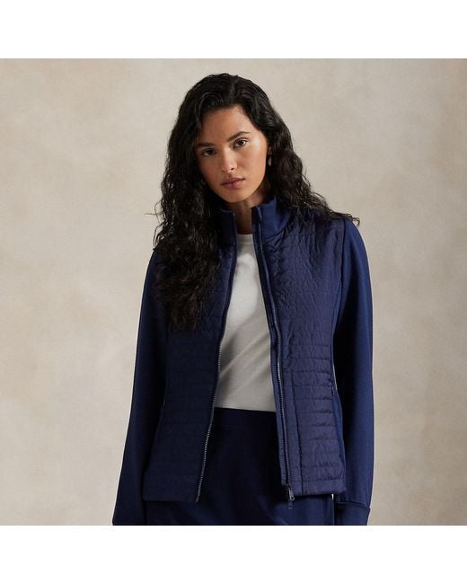 Ralph Lauren Blue Hybrid French Terry-Quilted Zip Jacket