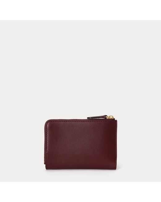 Ralph Lauren Purple Small Leather Bi-Fold Wallet