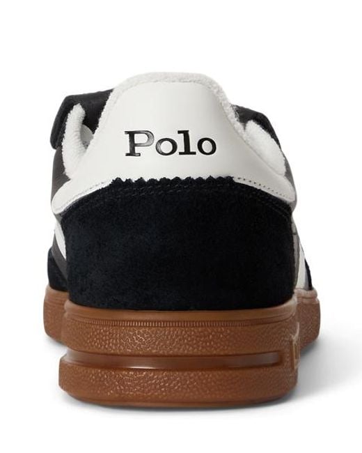 Ralph Lauren Black Bedford Leather-Suede Trainers for men