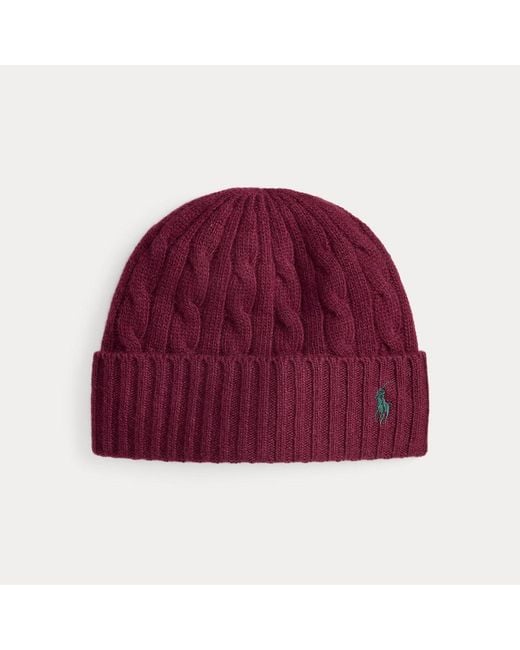 Gorro Con Lana Merino En Punto De Ochos Polo Ralph Lauren de hombre de color Red