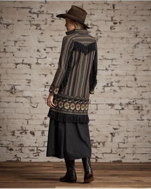 RRL Black Wool-Silk Jacquard Duster Cardigan