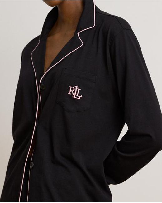 Ralph Lauren Black Cotton-Modal Jersey Sleep Set