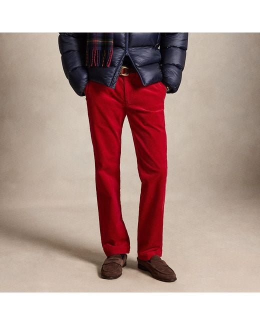 Polo Ralph Lauren Red Straight Fit Stretch Corduroy Trousers for men