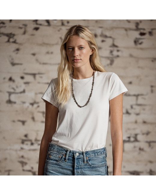 RRL White T-Shirt Aus Baumwolljersey