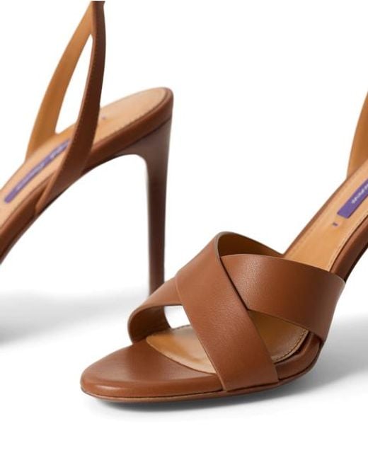 Ralph Lauren Brown Cleary 95 Mm Calfskin Sandal