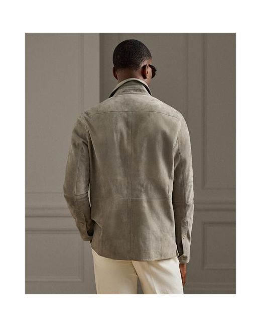 Ralph Lauren Gray Ralph Lauren Calloway Suede Shirt Jacket for men