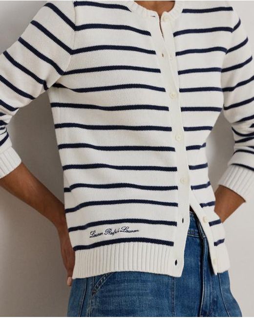Ralph Lauren Brown Striped Cotton Cardigan