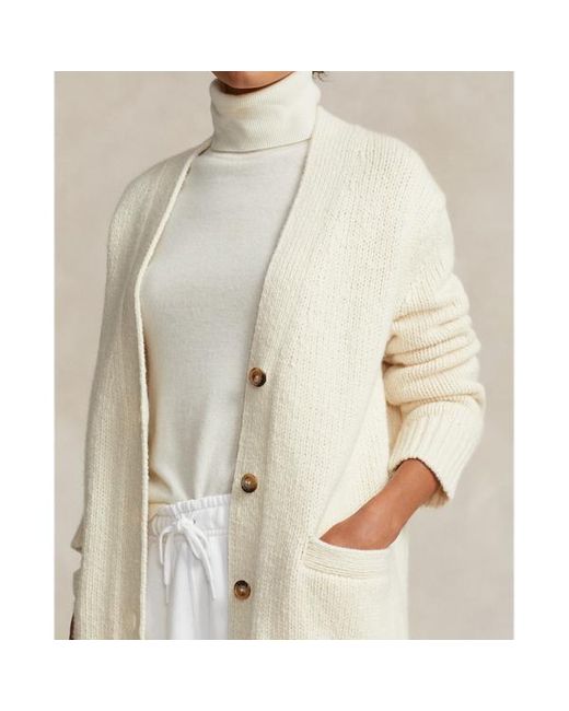 Cardigan in lana Donegal con scollo a V di Polo Ralph Lauren in Natural