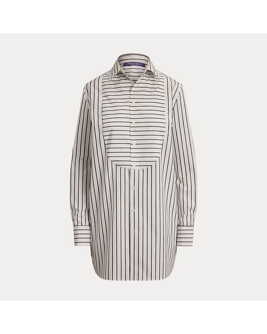 Ralph Lauren Gray Tamara Striped Cotton Shirt