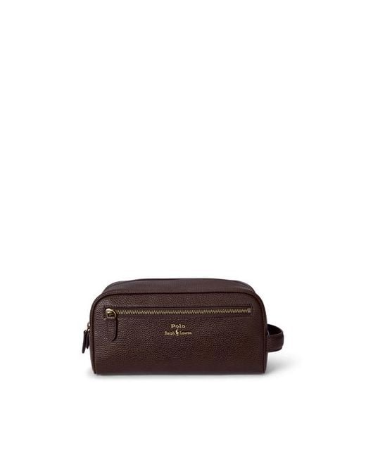 Polo Ralph Lauren Brown Pebbled Leather Travel Case for men