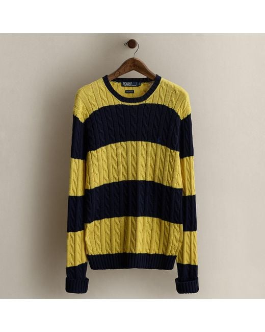 Ralph Lauren Men's Yellow 2000 Cable-Knit Sweater