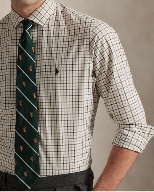 Polo Ralph Lauren Custom Fit Geruit Stretchpoplin Overhemd in het Gray voor heren