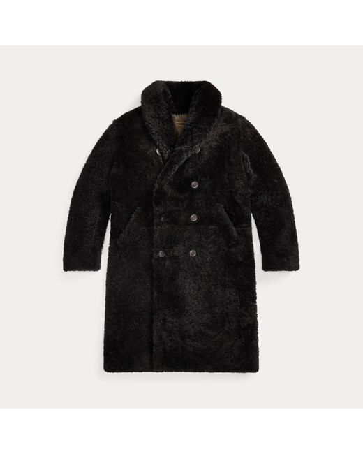 RRL Black Shearling Coat for men