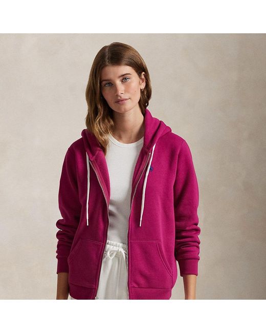 Polo Ralph Lauren Fleece Full zip Hoodie in Pink Lyst UK