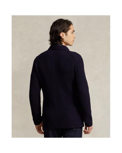 Cardigan a blazer in misto lana di Polo Ralph Lauren in Blue da Uomo