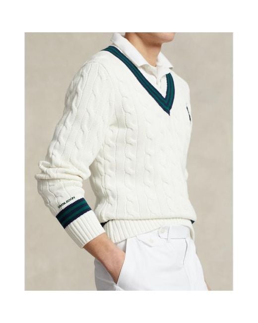 Polo Ralph Lauren Cricket-Pullover Wimbledon in White für Herren