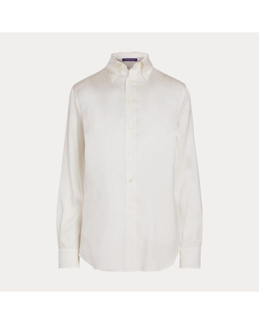 Ralph Lauren Collection White Cameron Straight Fit Silk Shirt