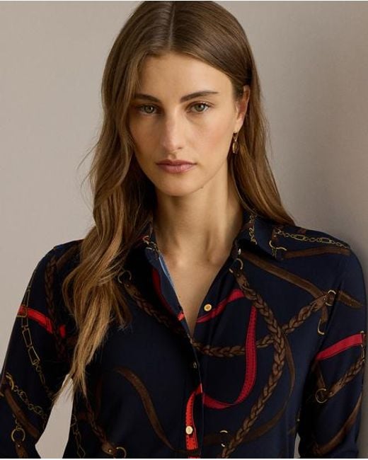 Ralph Lauren Blue Slim Fit Belting-Print Jersey Shirt