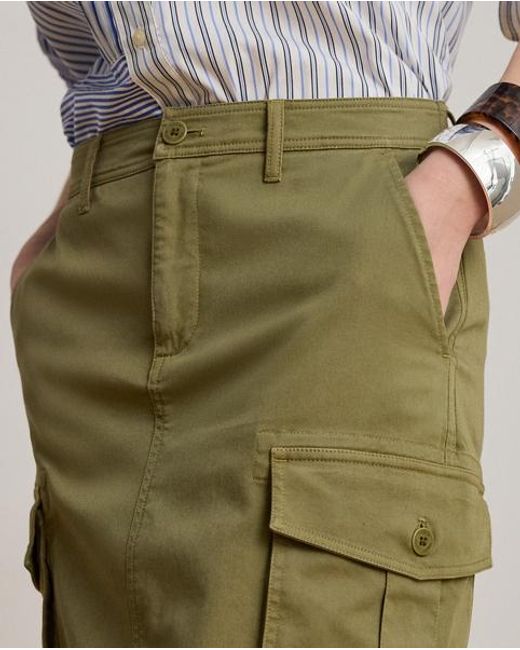 Ralph Lauren Green Stretch Chino Cargo Pencil Skirt