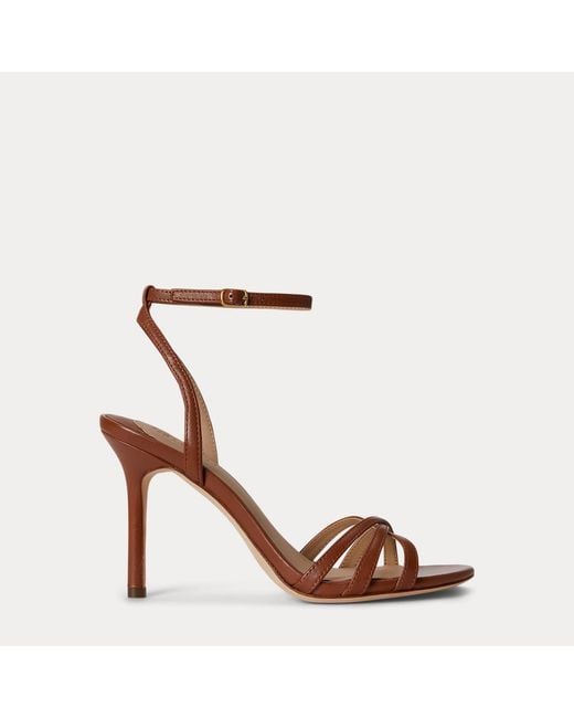 Ralph Lauren Brown Kendyl Nappa Leather Sandal