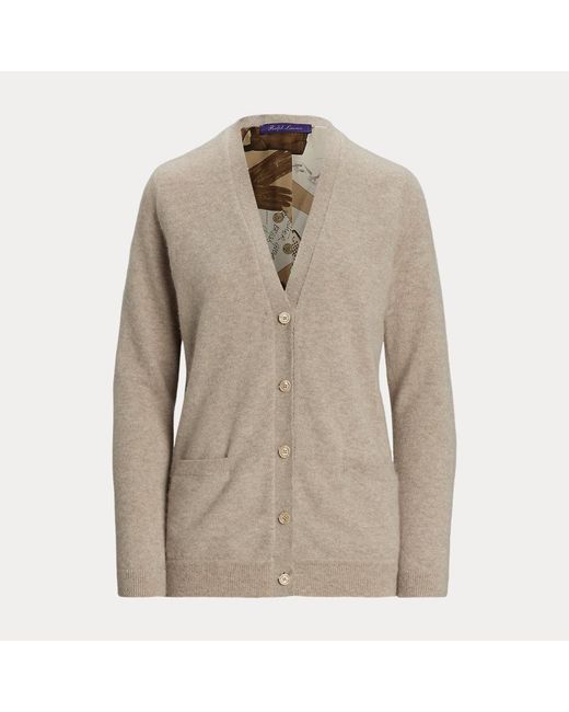 Ralph Lauren Natural Strickjacke Aus Kaschmirmischung