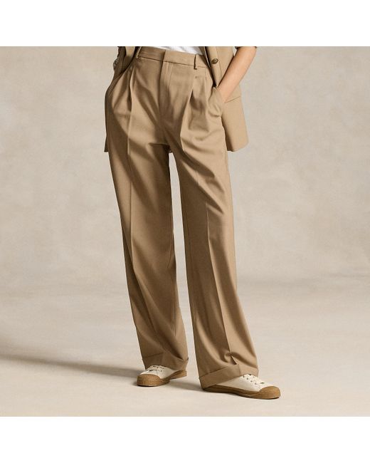 Ralph Lauren Natural Wool-blend Wide-leg Trouser