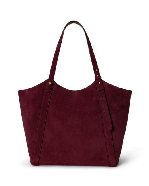 Ralph Lauren Red Sheep-Suede Large Tasha Tote Bag
