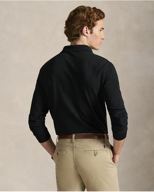 Polo Ralph Lauren Black Custom Slim Fit Mesh Polo Shirt for men