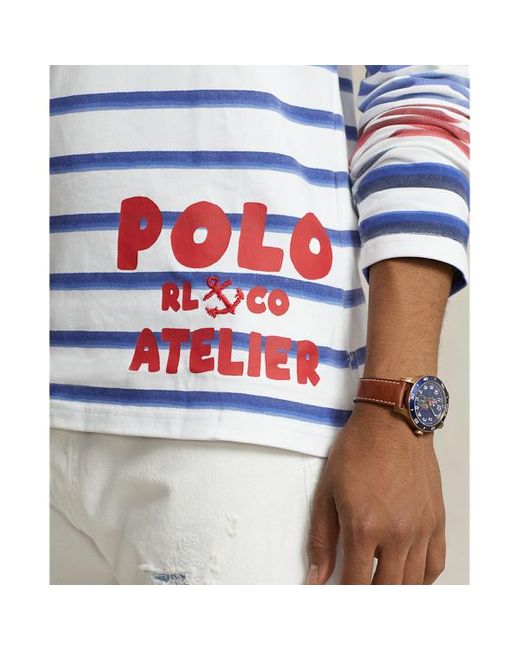 Camiseta de punto Classic Fit con rayas Polo Ralph Lauren de hombre de color Blue