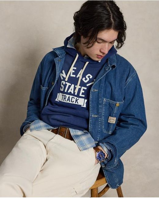 Polo Ralph Lauren Blue Vintage Fit Fleece Graphic Hoodie for men