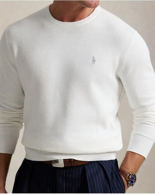 Jersey De Punto De Piqué De Algodón Polo Ralph Lauren de hombre de color White