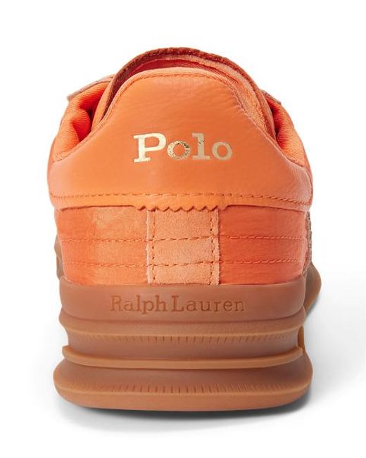 Polo Ralph Lauren Orange Heritage Aera Suede-Trim Trainer